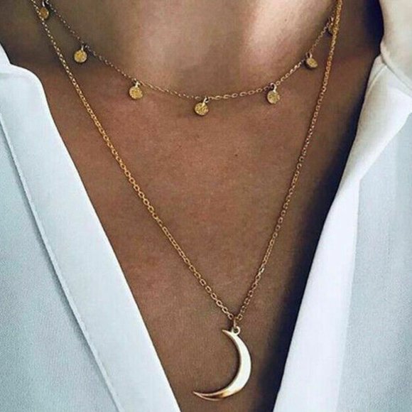 NWOT Gold Eclipse Necklace - Picture 2 of 3